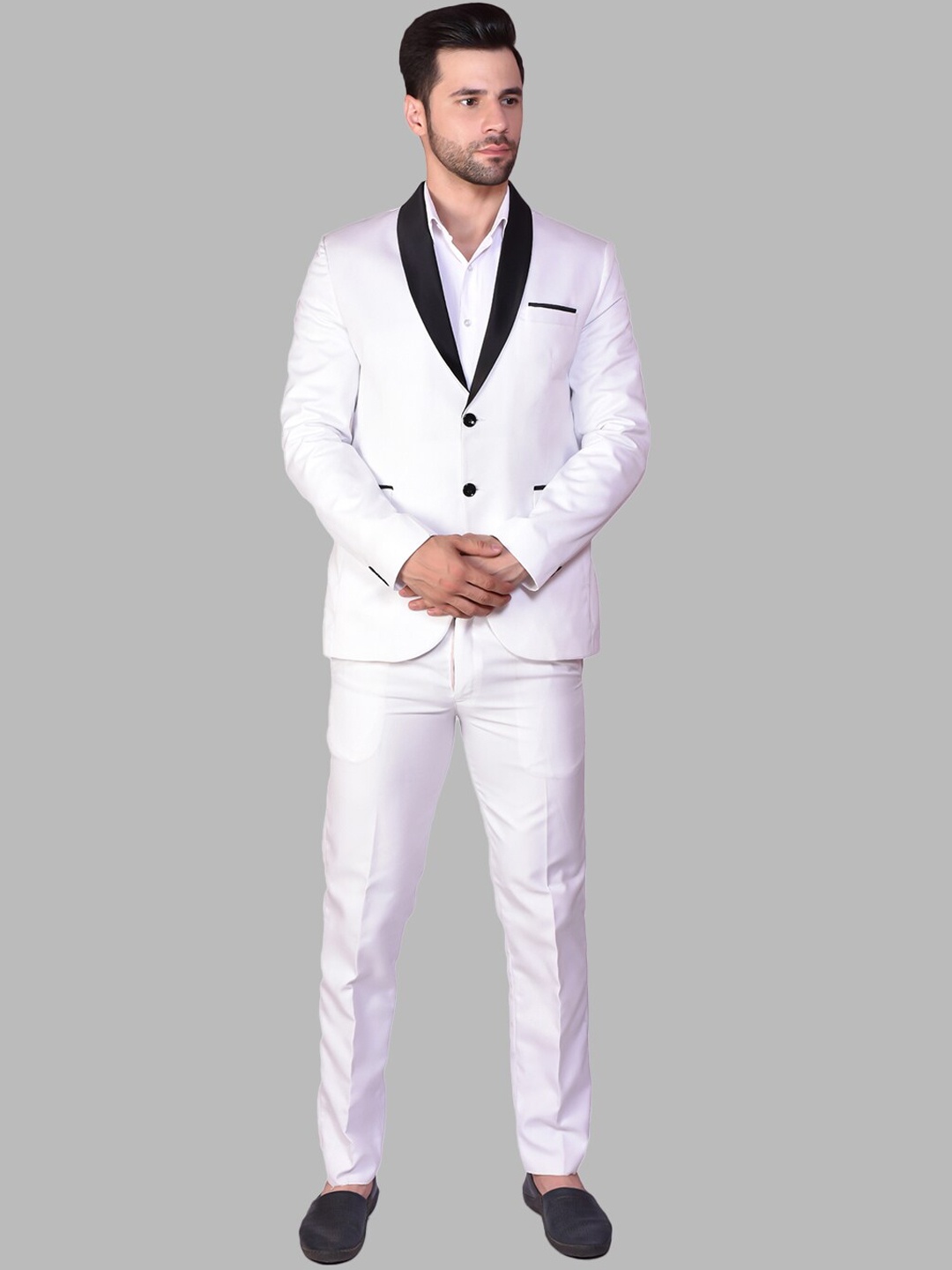 

PRINTCULTR Single-Breasted Two-Piece Formal Suit, White