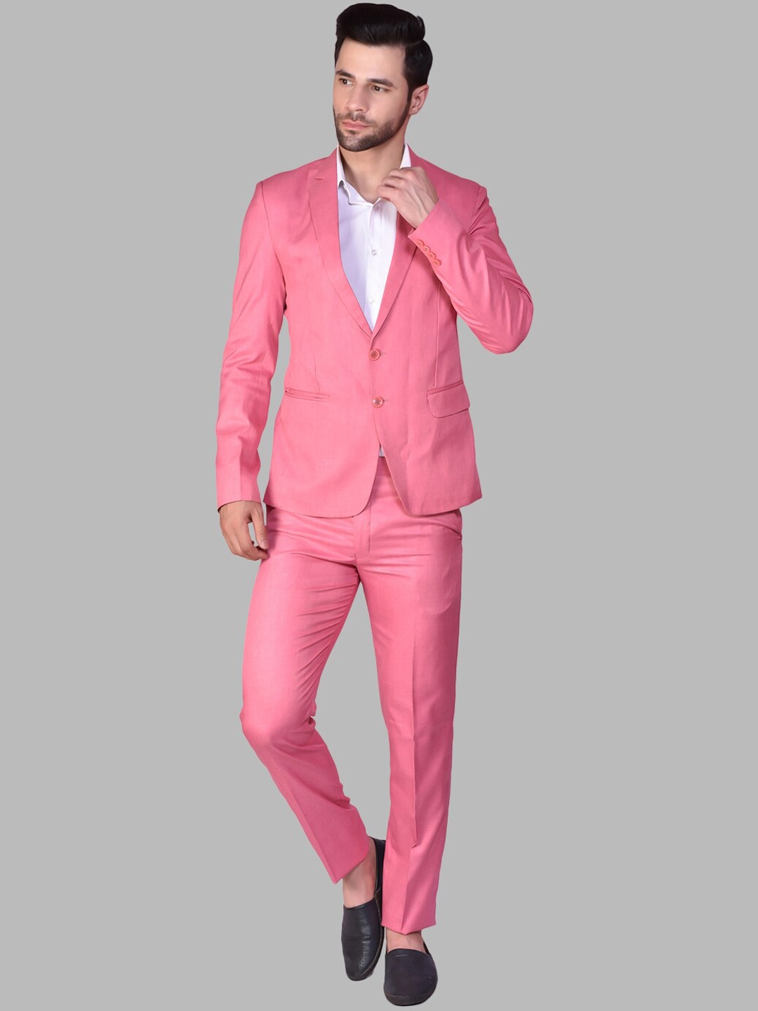 

PRINTCULTR Single-Breasted Two-Piece Formal Suit, Pink