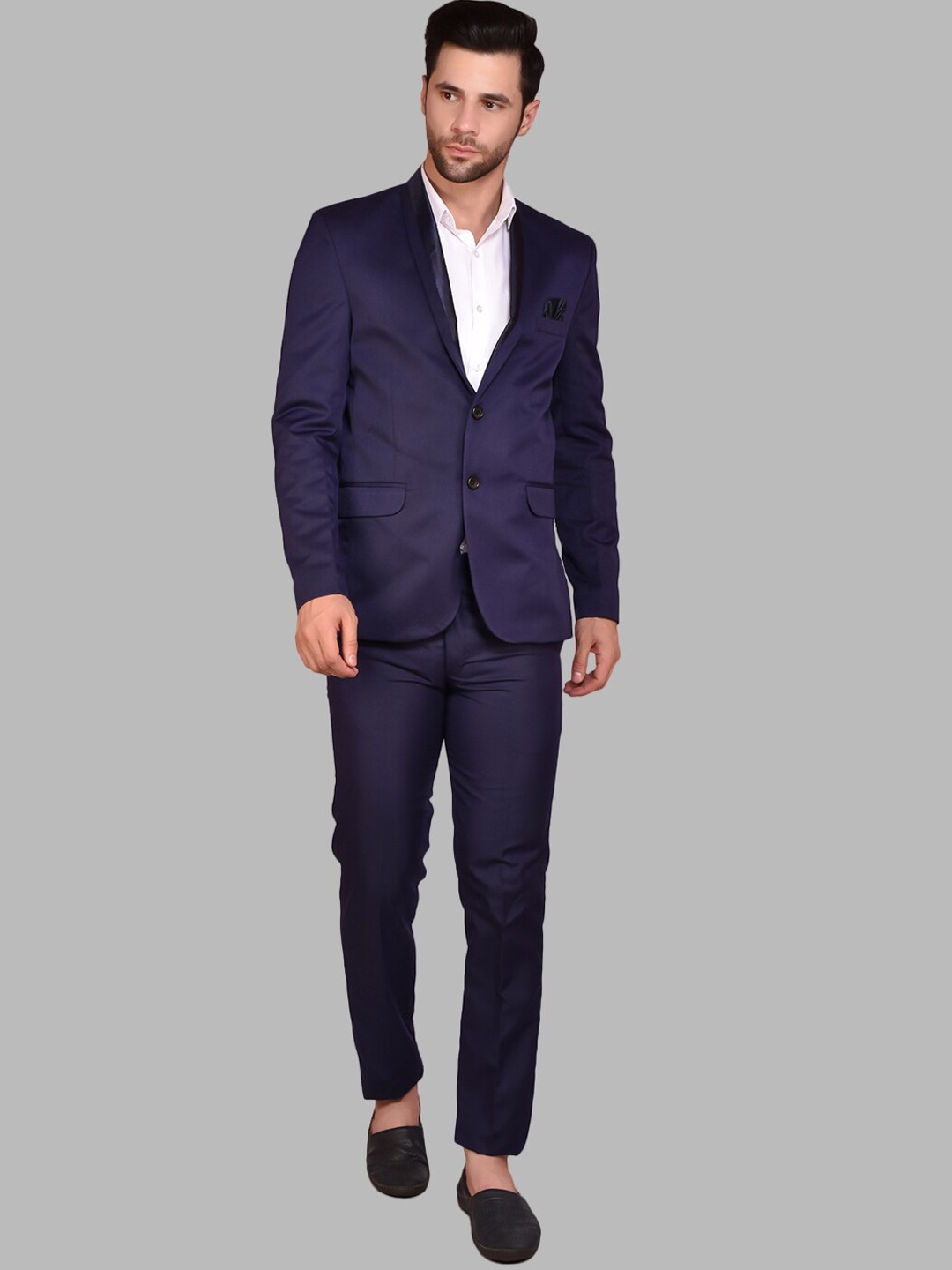 

PRINTCULTR Single-Breasted Two-Piece Formal Suit, Navy blue