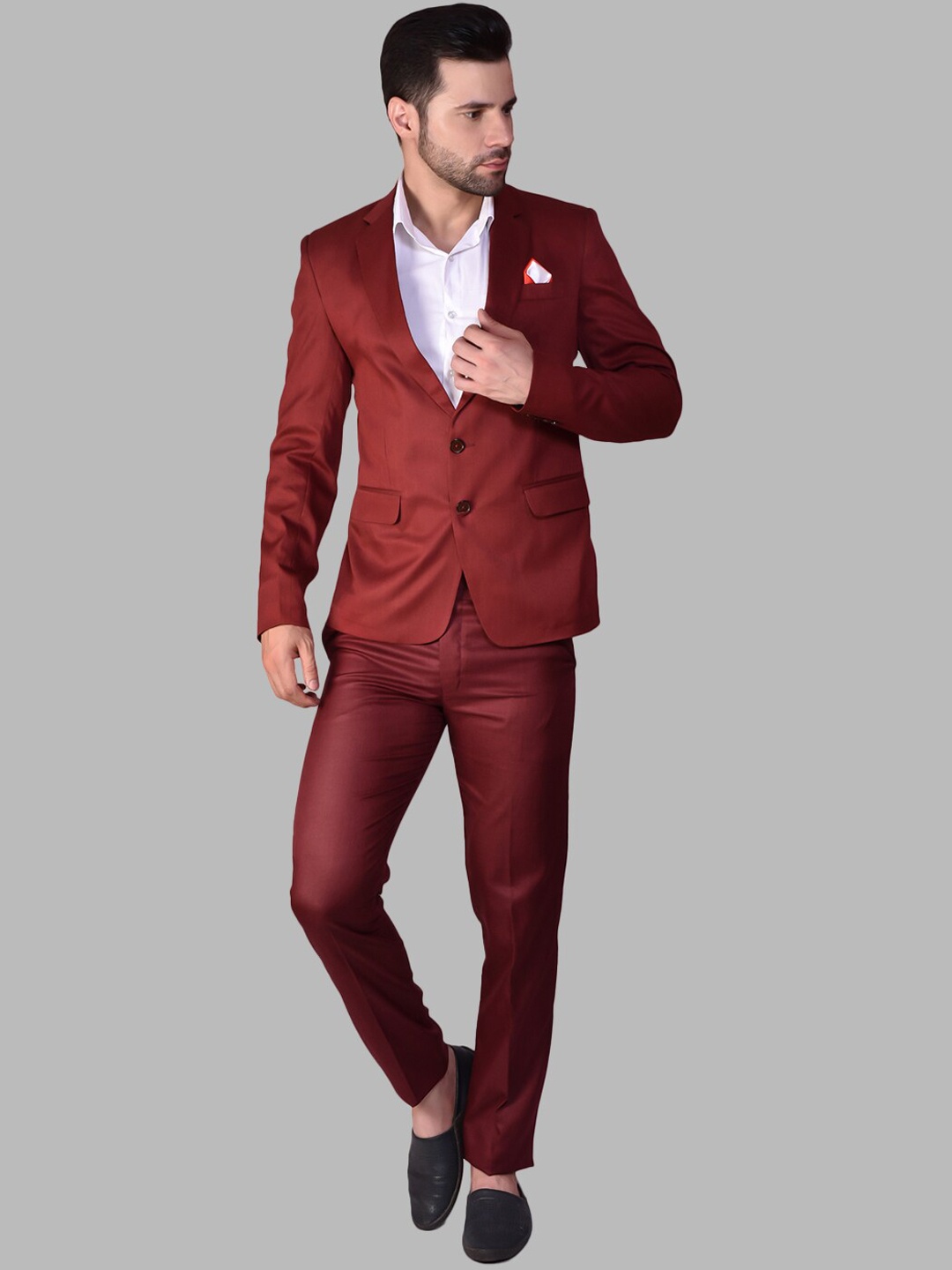 

PRINTCULTR Two-Piece Single-Breasted Formal Suit, Brown