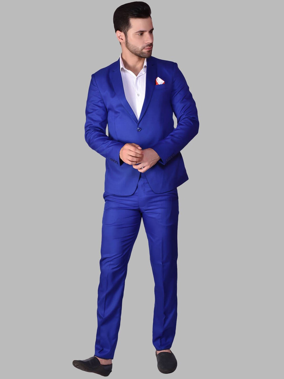 

PRINTCULTR Single-Breasted Two-Piece Formal Suit, Blue