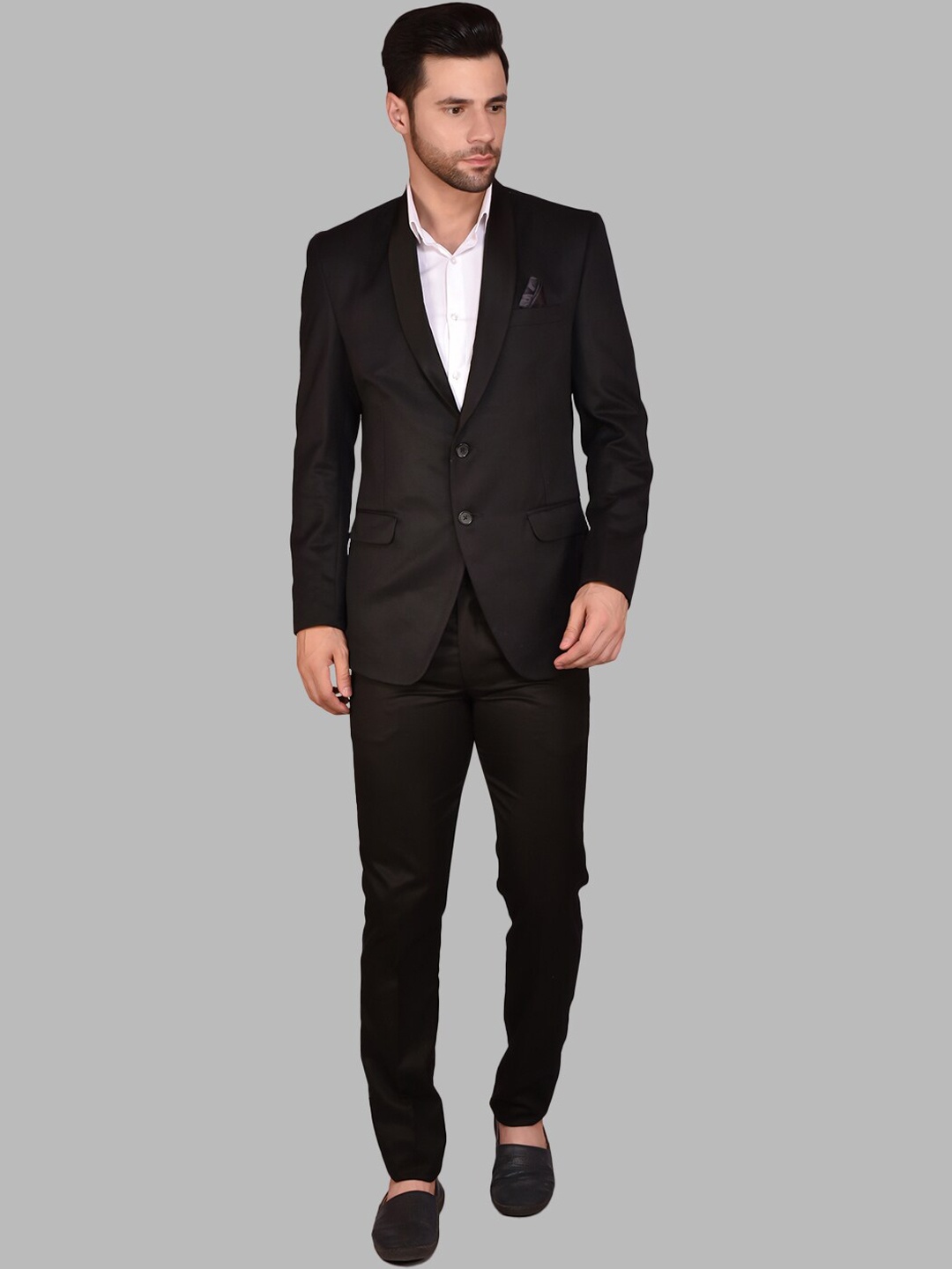 

PRINTCULTR Single Breasted Two Piece Formal Suit, Black
