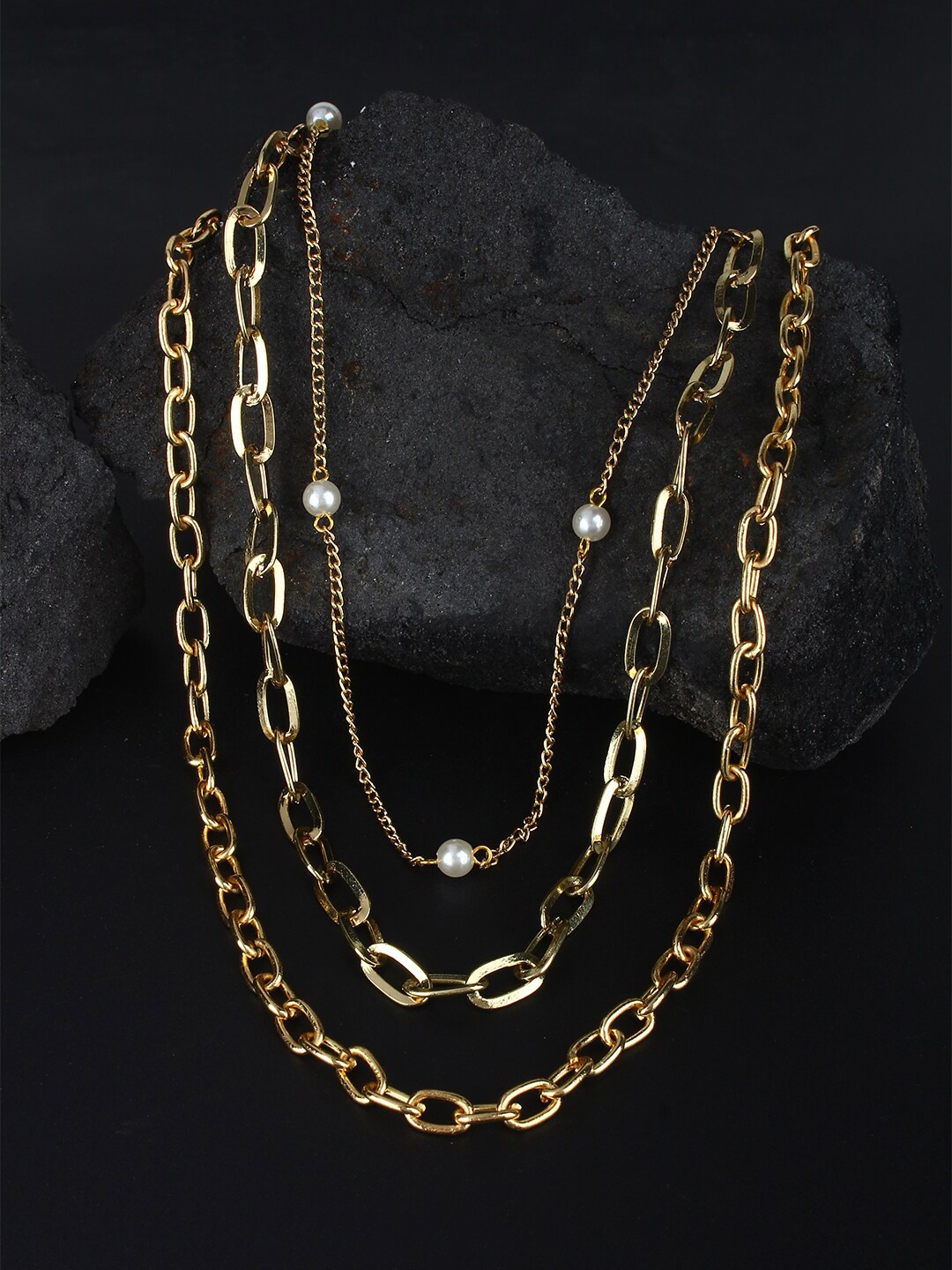 

Stylecast X KPOP Gold-Toned & White Women Brass Gold-Plated Beaded Necklace
