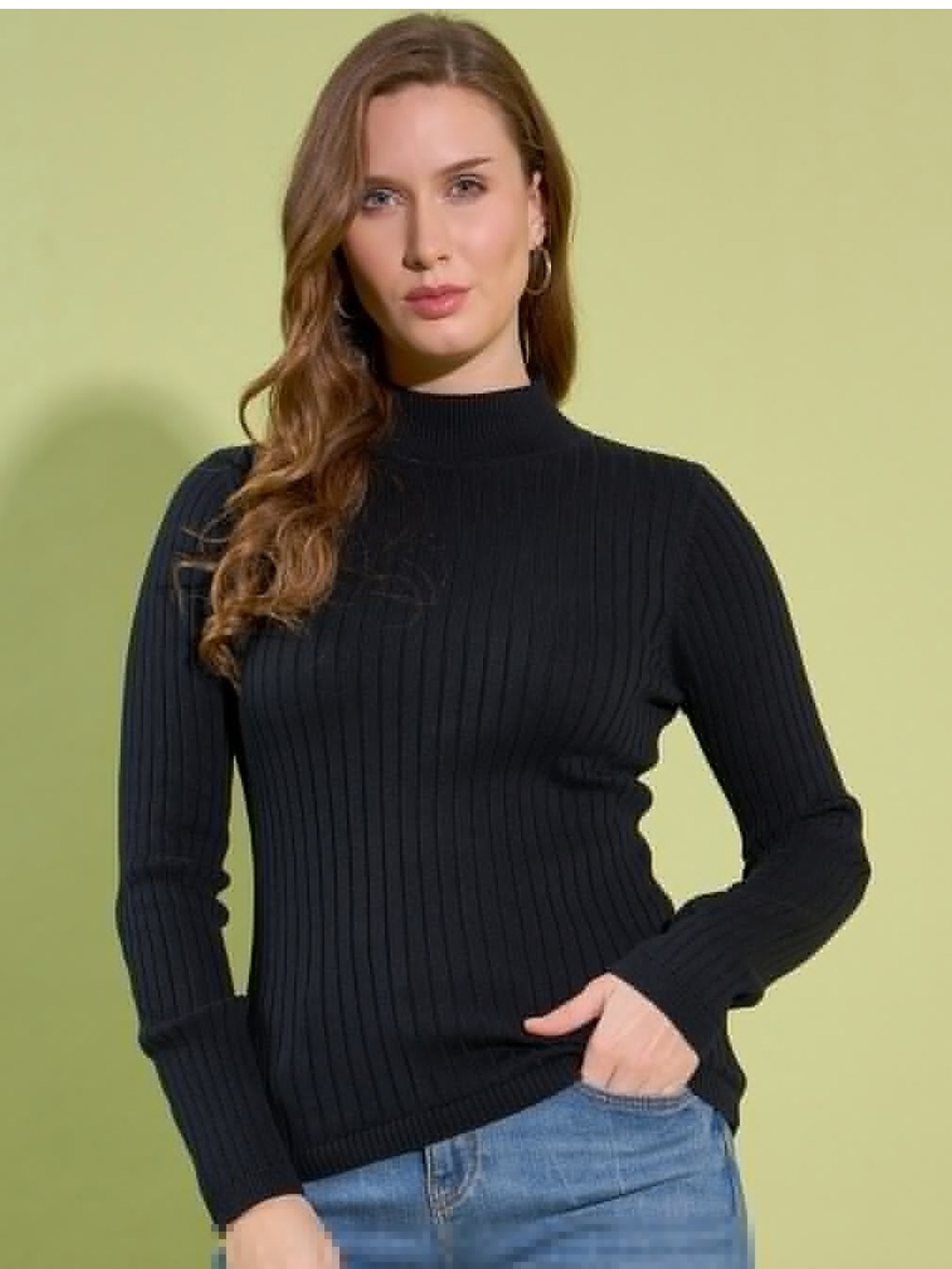 

98 Degree North Ribbed Cotton Pullover, Black
