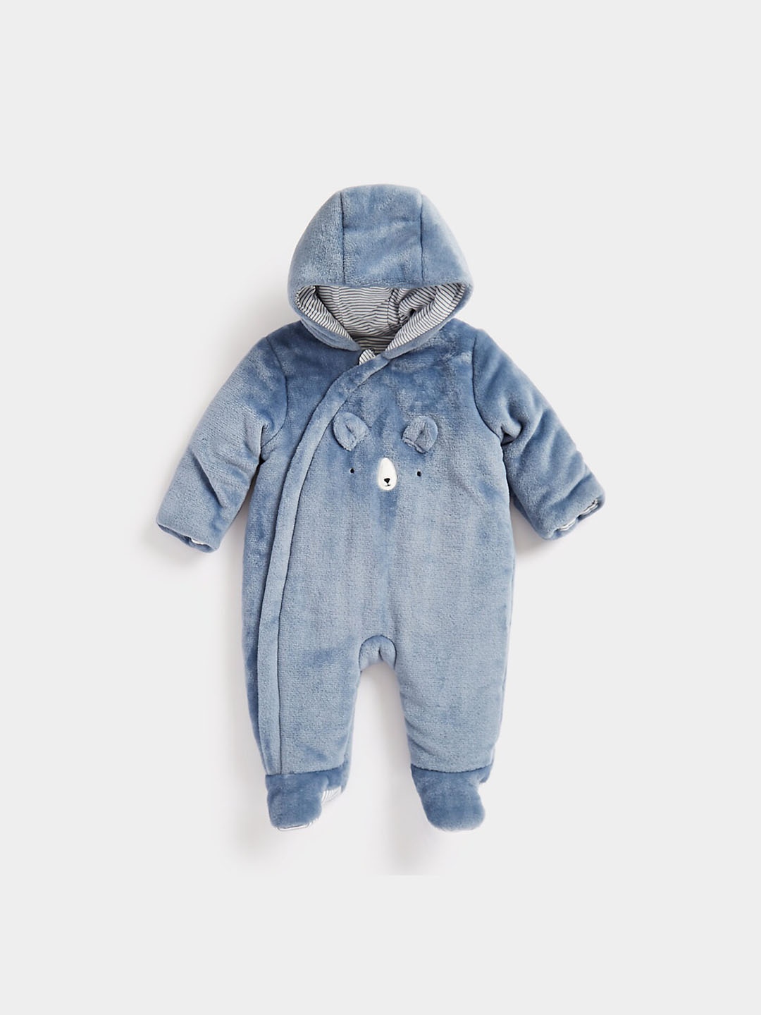 

mothercare Infants Pure Cotton Hooded Sleepsuit, Blue