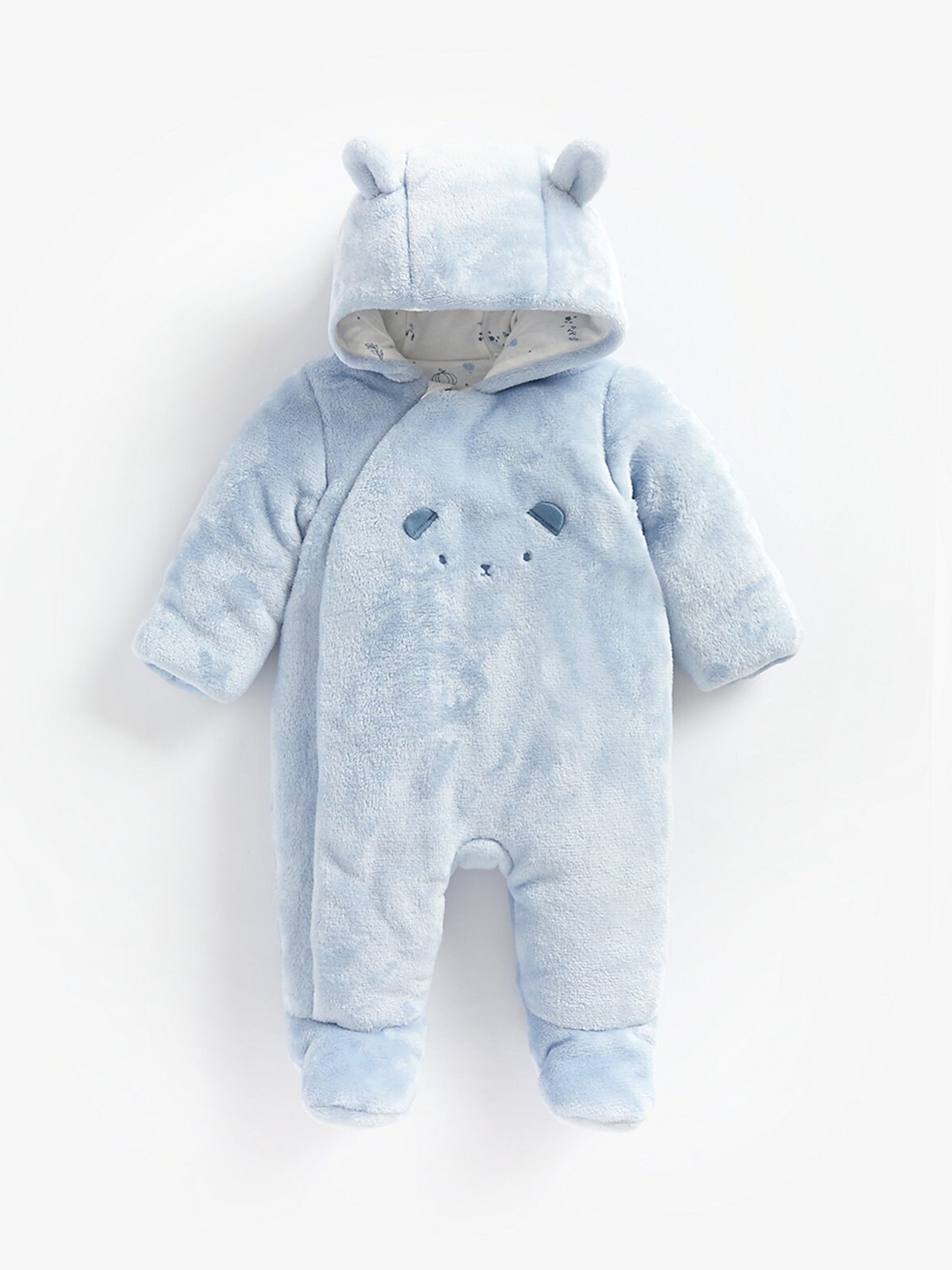 

mothercare Infants Pure Cotton Hooded Sleepsuit, Blue
