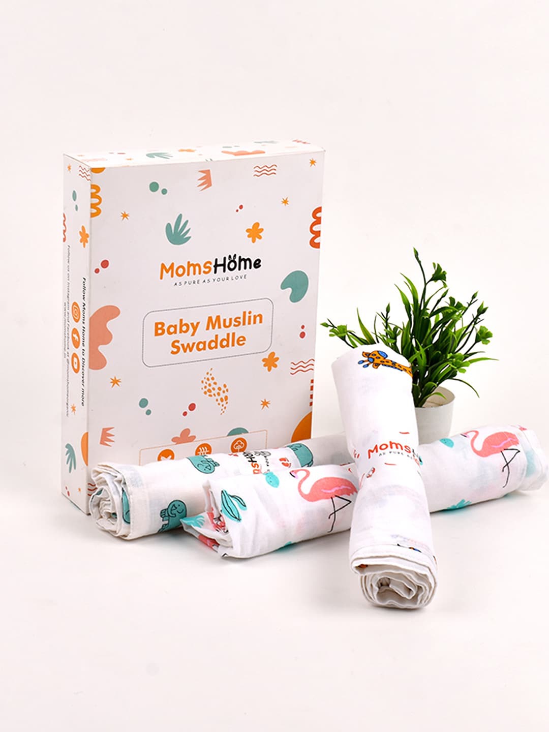 

Moms Home Infants Pack Of 3 Conversational Printed Organic Cotton Muslin Swaddles, White