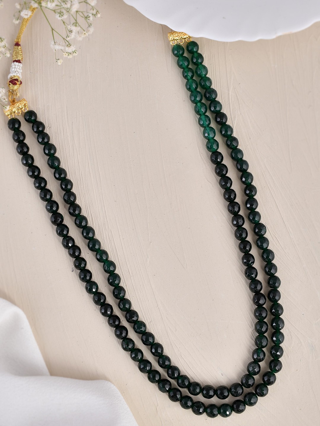 

Silvermerc Designs Silver Gold-Plated Quartz-Beaded Layered Necklace