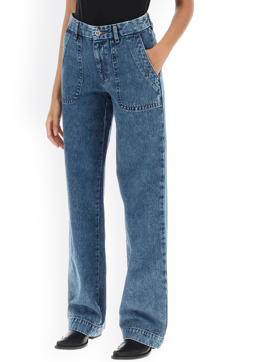 

KEX Women Flared High-Rise Clean Look Cotton Denim Jeans, Blue