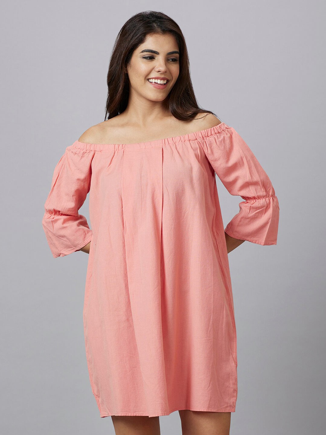 

Being Human Off-Shoulder Puff Sleeve A-Line Dress, Pink