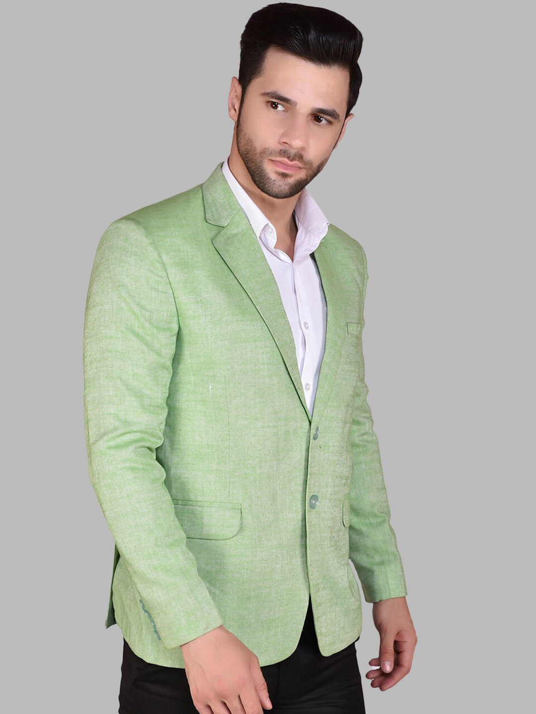 

PRINTCULTR Single-Breasted Blazers, Green