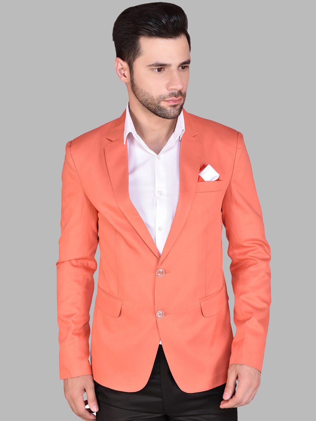 

PRINTCULTR Notched Lapel Collar Single-Breasted Blazers, Coral
