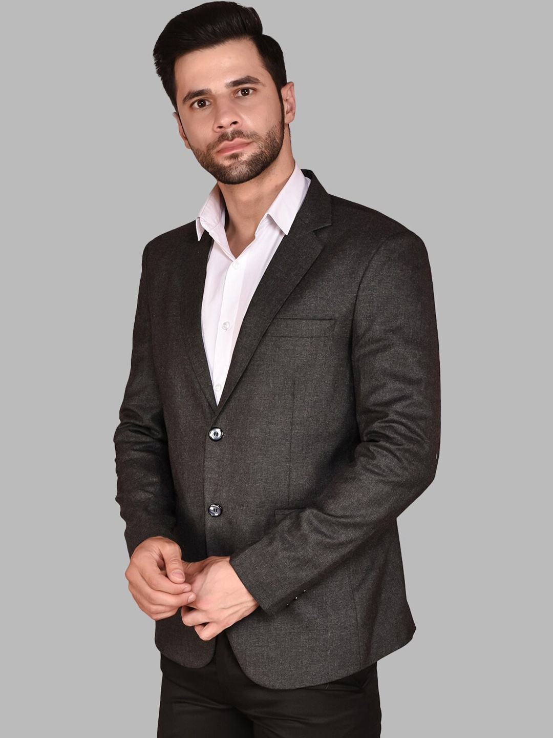 

PRINTCULTR Notched Lapel Collar Single-Breasted Formal Blazers, Black