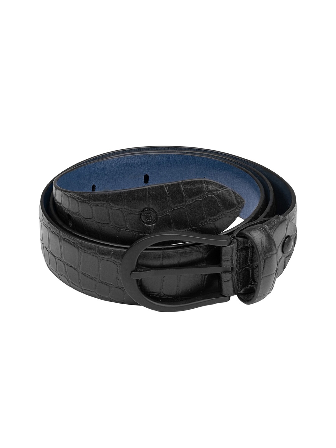 

Lapis Bard Black Sullivan Carbon Black Croco Print Leather Semi Formal Strap Belt