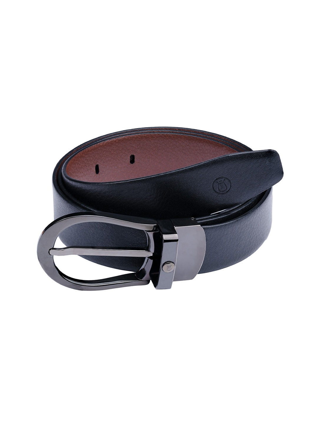 

Lapis Bard Black Sullivan Satin Silver Reversible Pebbled Leather Belt