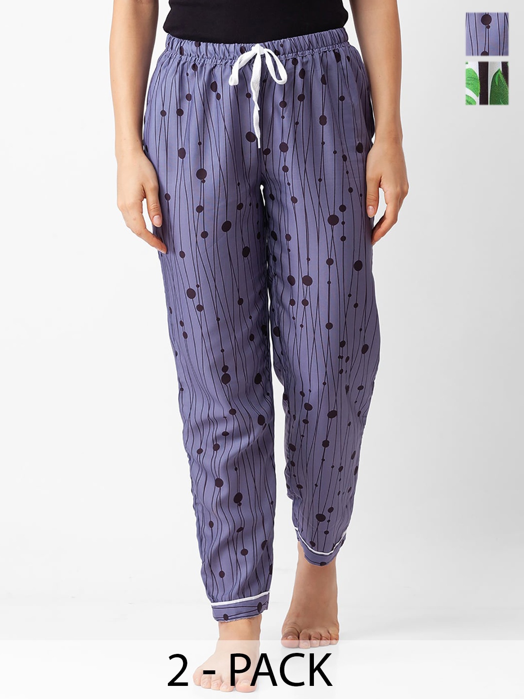 

NOIRA Women Pack Of 2 Printed Lounge Pants, Purple