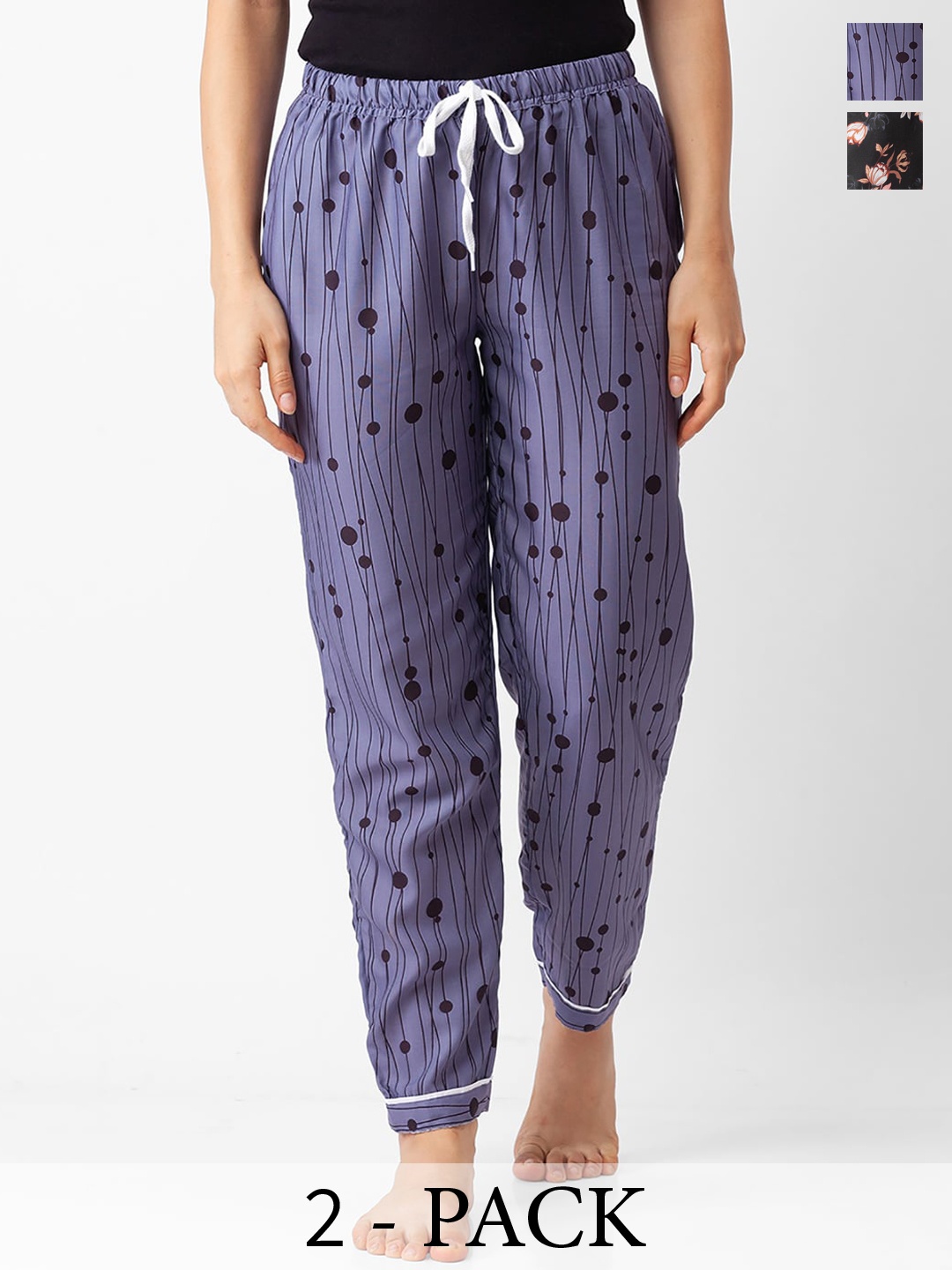 

NOIRA Women Pack of 2 Printed Lounge Pants, Blue