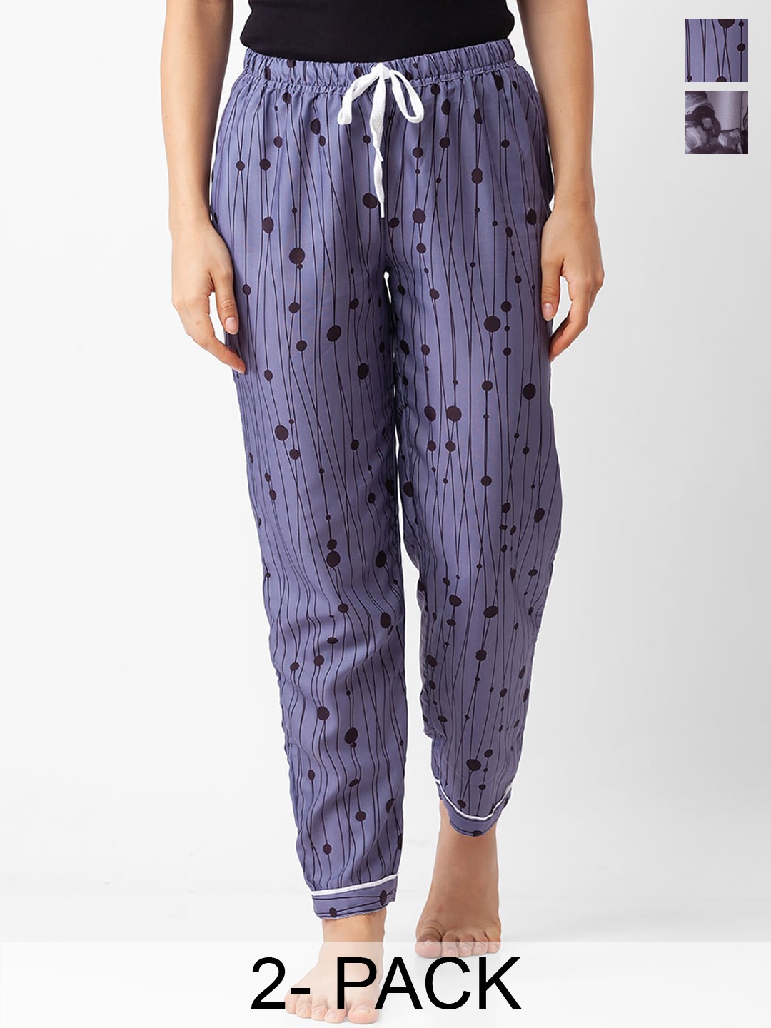 

NOIRA Women Pack Of 2 Printed Lounge Pants, Blue