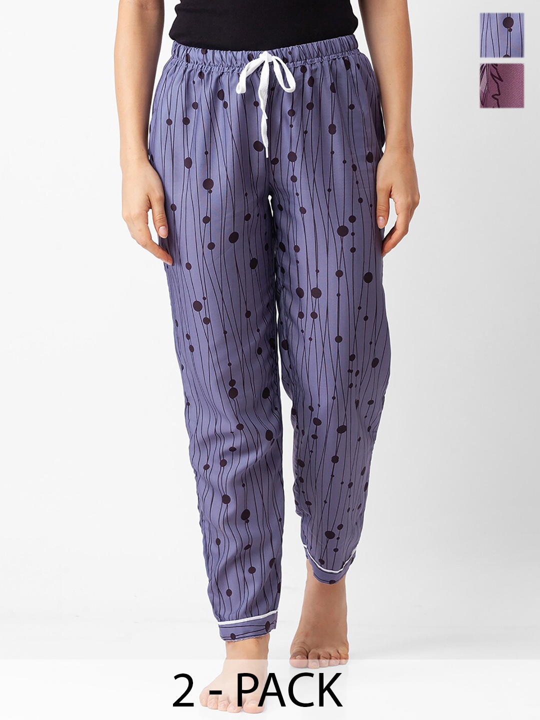 

NOIRA Women Pack Of 2 Printed Lounge Pants, Blue