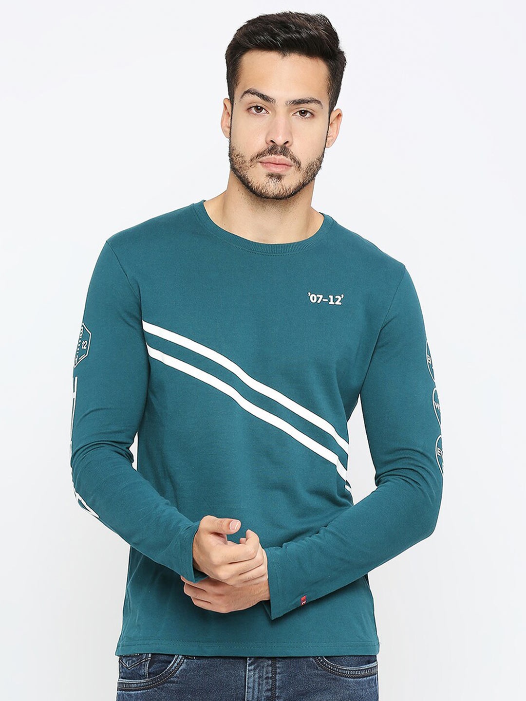 

Being Human Typography Printed Pullover, Teal