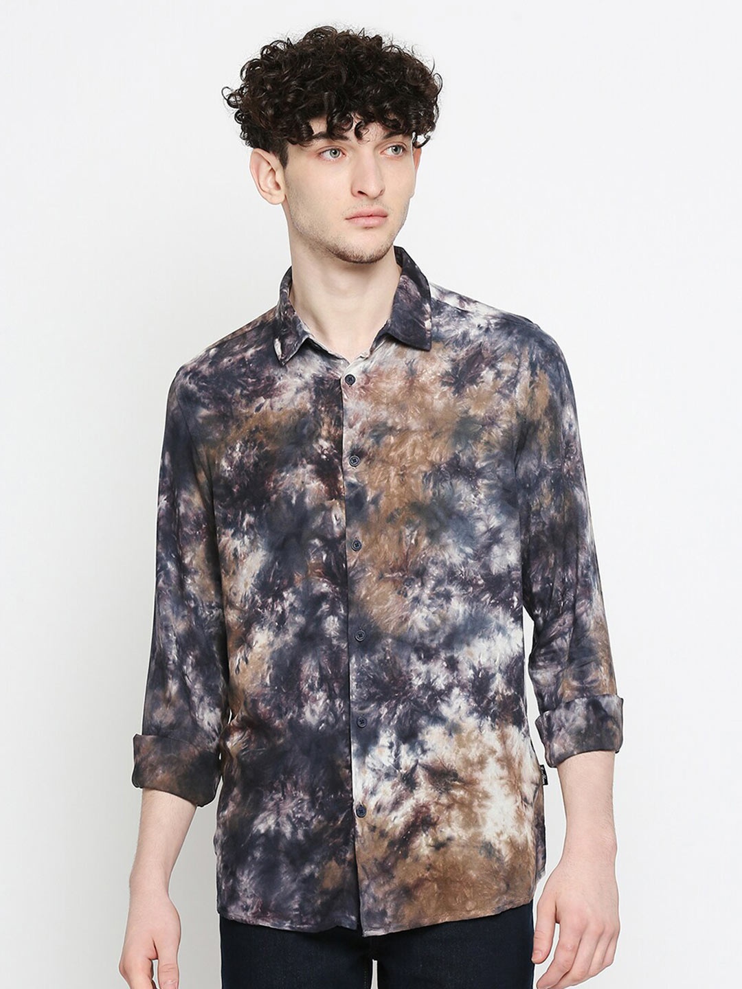 

Being Human Slim Fit Tie & Dye Casual Shirt, Grey