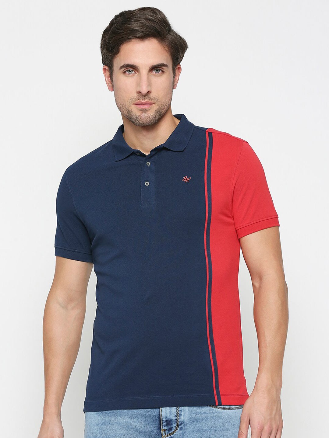 

Being Human Colourblocked Polo Collar T-shirt, Navy blue