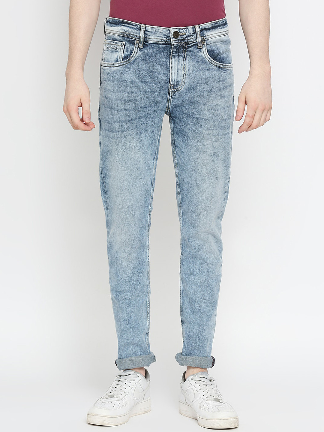 

Being Human Men Slim Fit Mid-Rise Heavy Fade Light Shade Clean Look Jeans, Blue