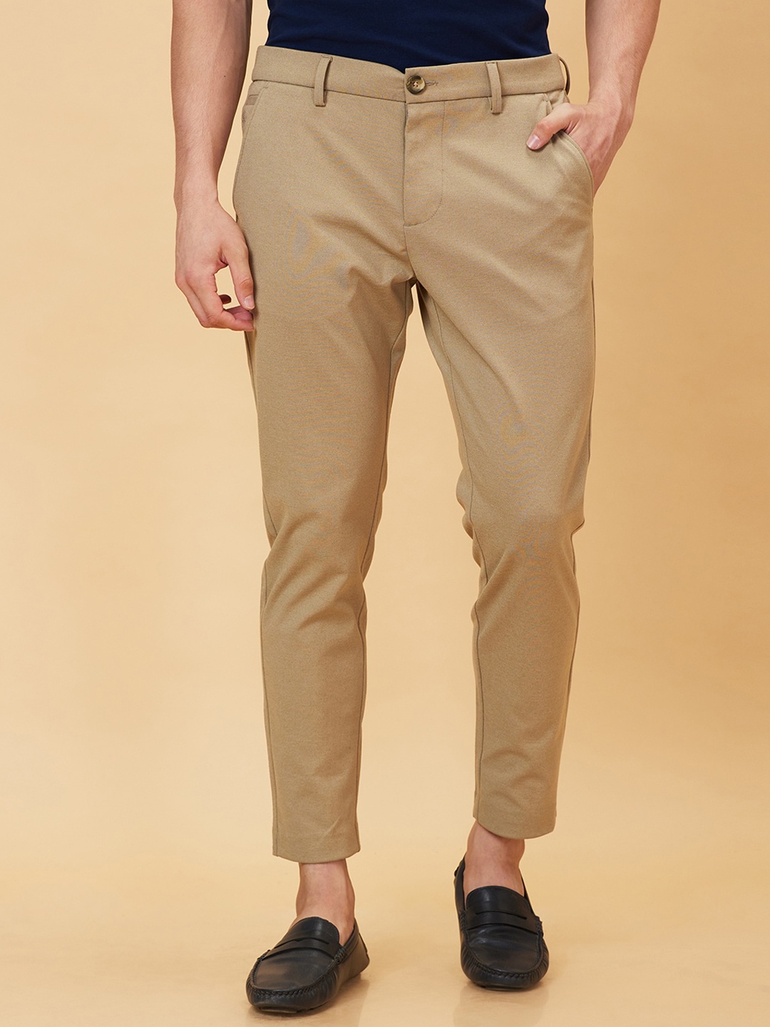 

Being Human Men Mid-Rise Chinos Trousers, Beige