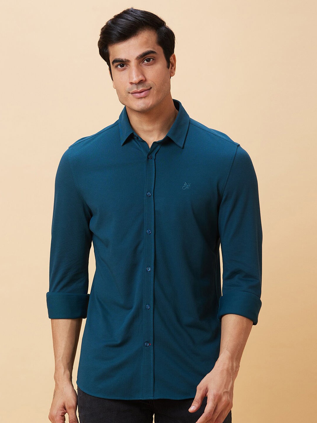 

Being Human Slim Fit Spread Collar Casual Shirt, Blue