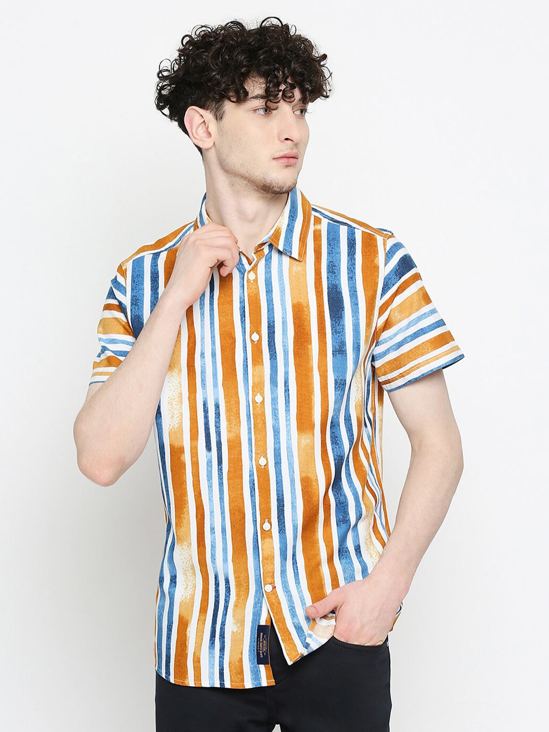 

Being Human Slim Fit Vertical Striped Casual Shirt, Orange