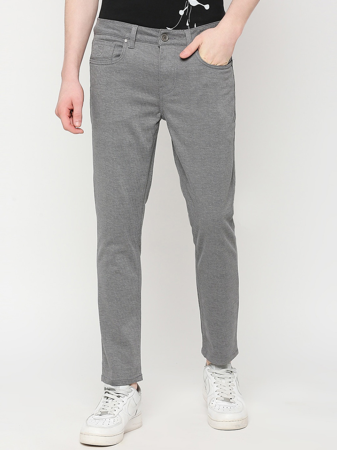 

Being Human Men Mid-Rise Chinos Trousers, Grey
