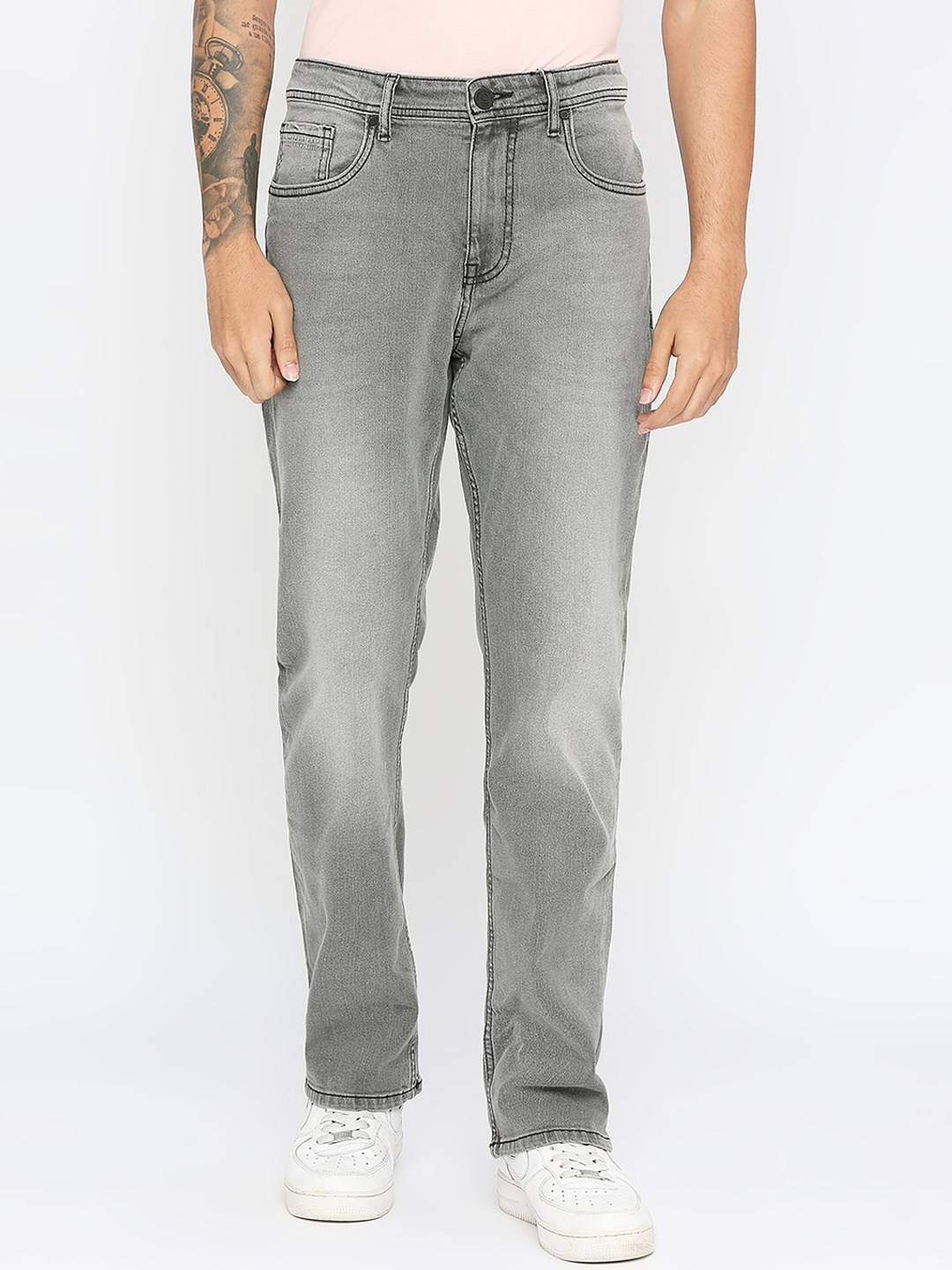 

Being Human Men Clean Look Heavy Fade Stretchable Jeans, Grey