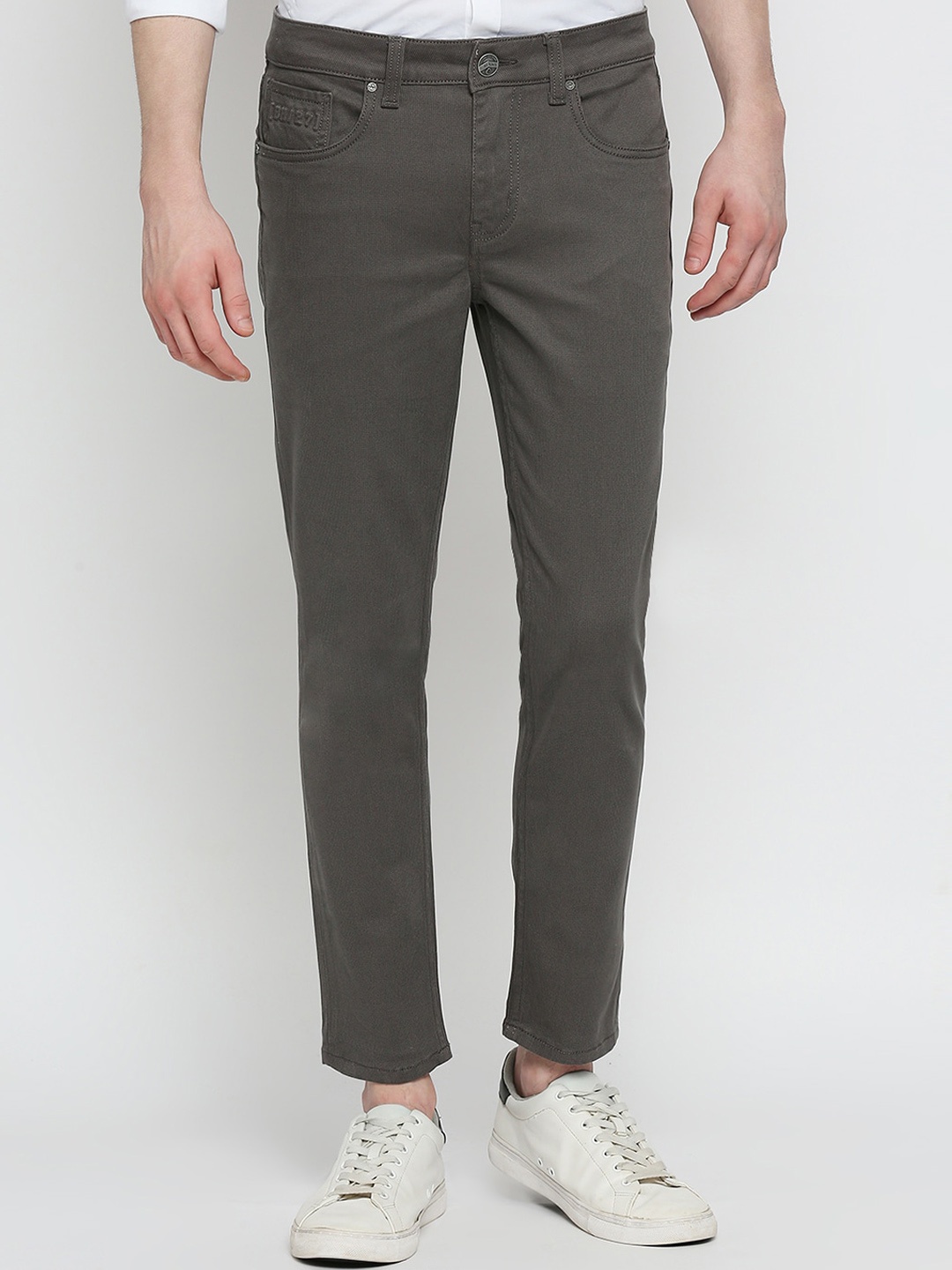 

Being Human Men Mid-Rise Chinos Trousers, Grey