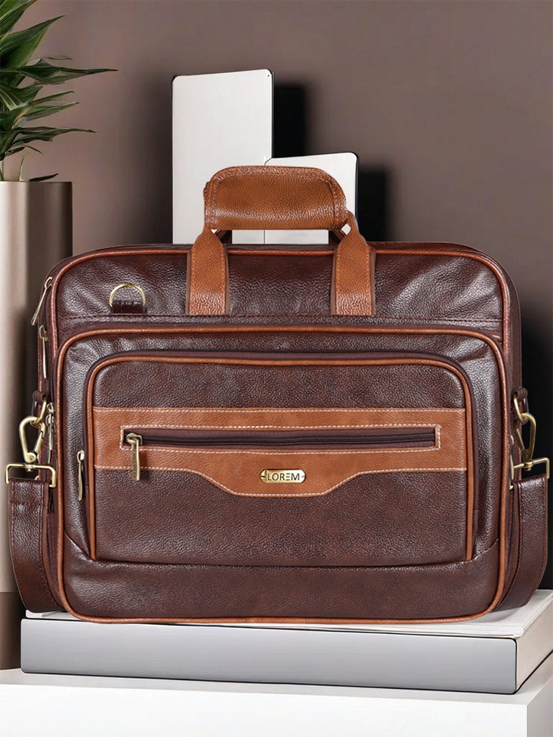 

LOREM Men Laptop Bag, Tan