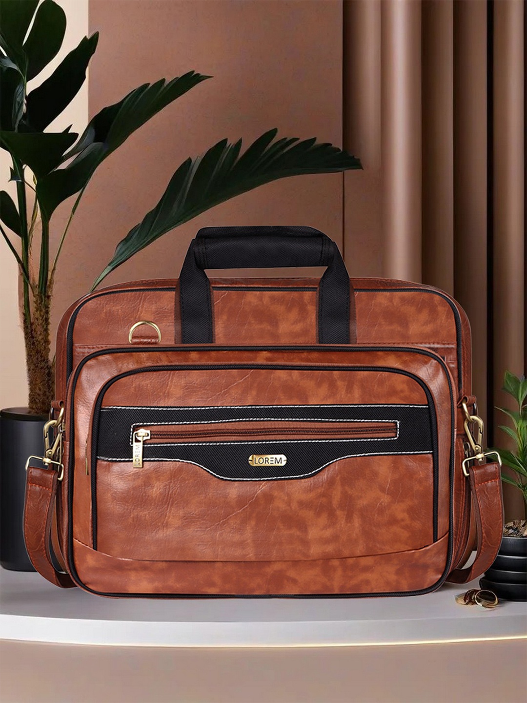 

LOREM Men Laptop Bag, Tan