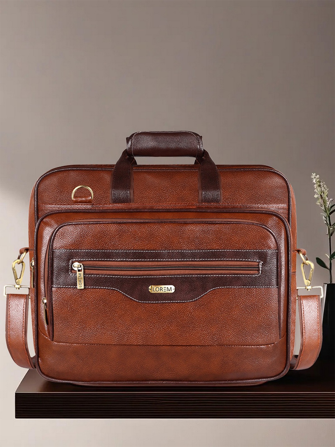 

LOREM Men Laptop Bag, Tan