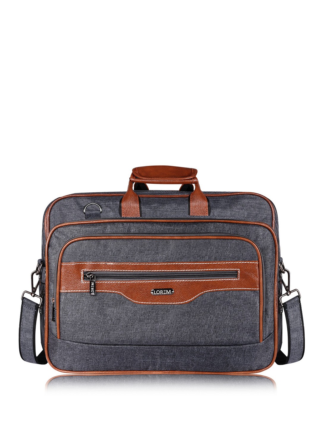 

LOREM Men Grey & Tan Laptop Bag