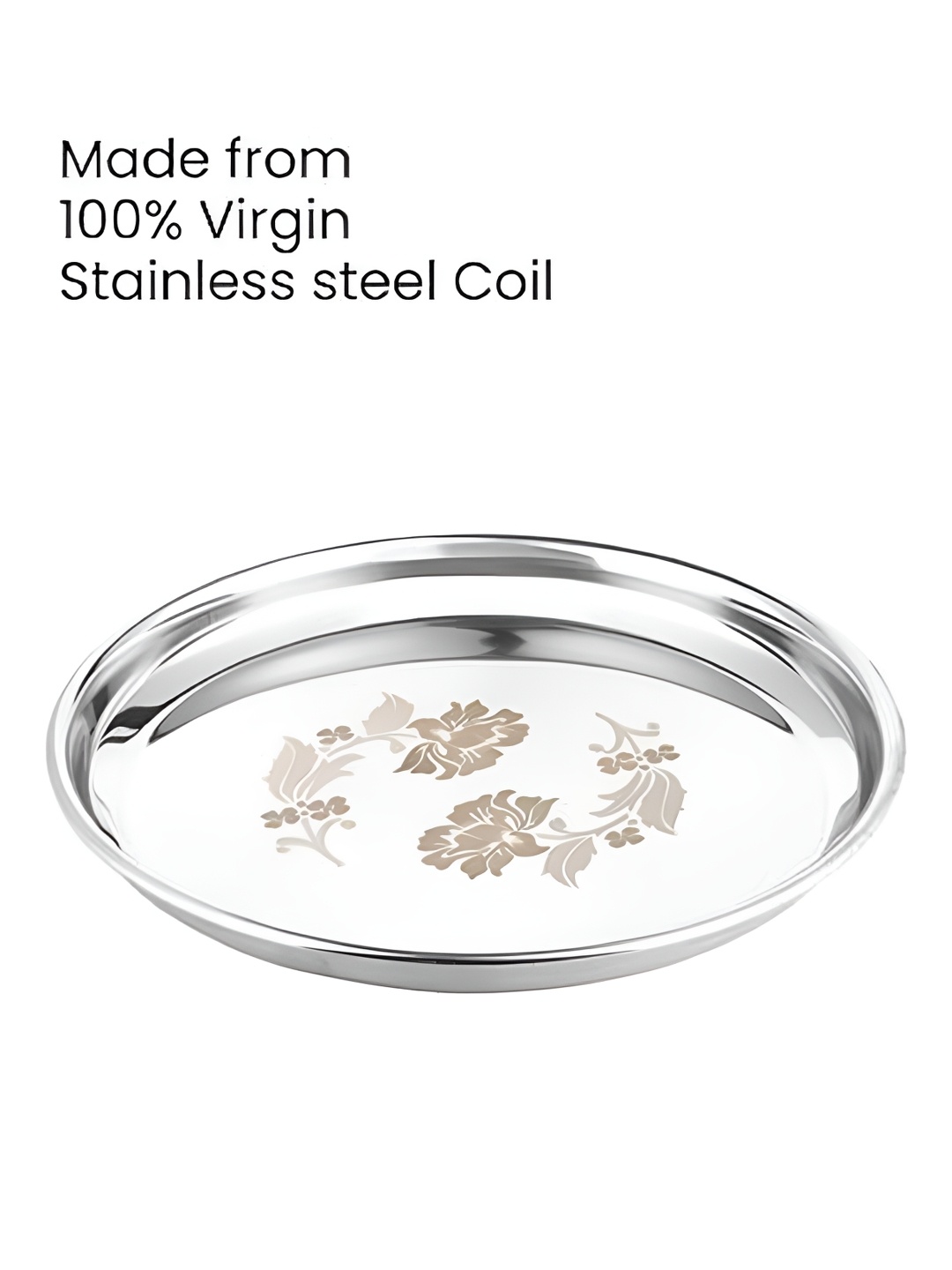 

LEROYAL Silver Toned Stainless Steel Glossy Plate