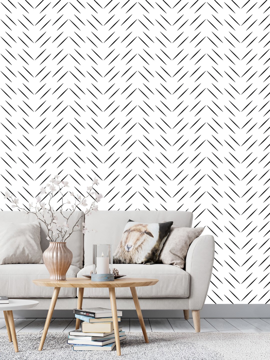 

DWELLSINDIA White & Black Lines Pattern Self-Adhesive Wall Grain Textured Wallpaper