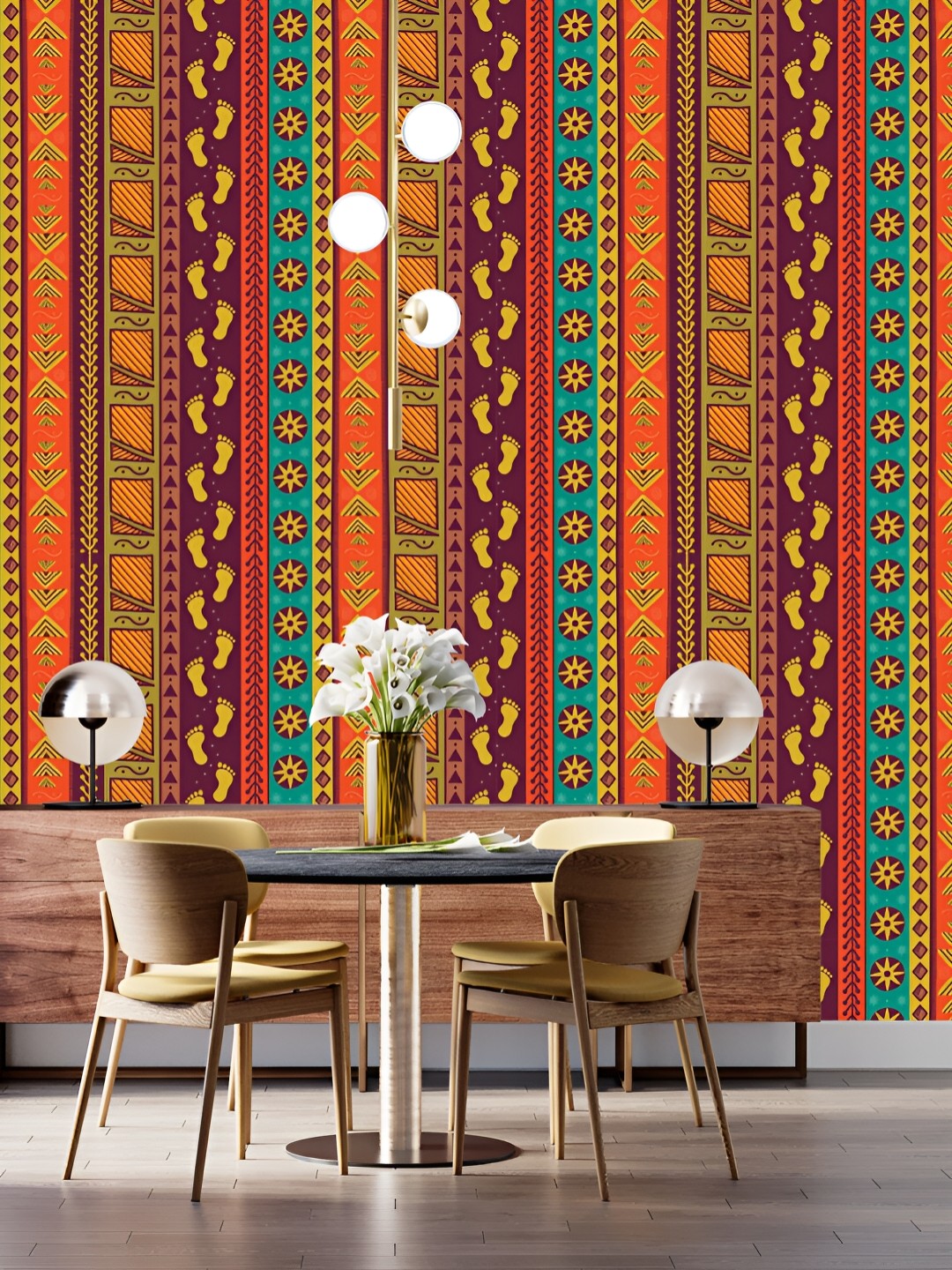 

DWELLSINDIA Yellow & Orange Boho Self Adhesive Waterproof Removable Textured Wallpaper