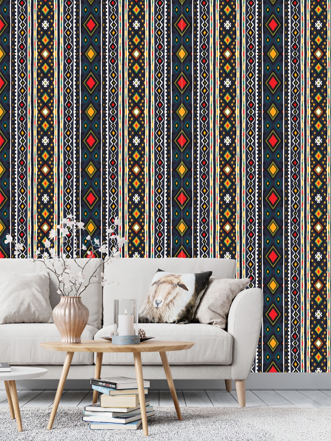 

DWELLSINDIA Navy Blue & White Self-Adhesive Wall Grain Textured Wallpaper