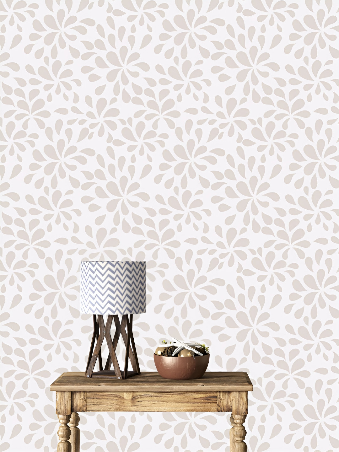 

DWELLSINDIA Beige & White Floral Self Adhesive Wall Grain Textured Wallpaper