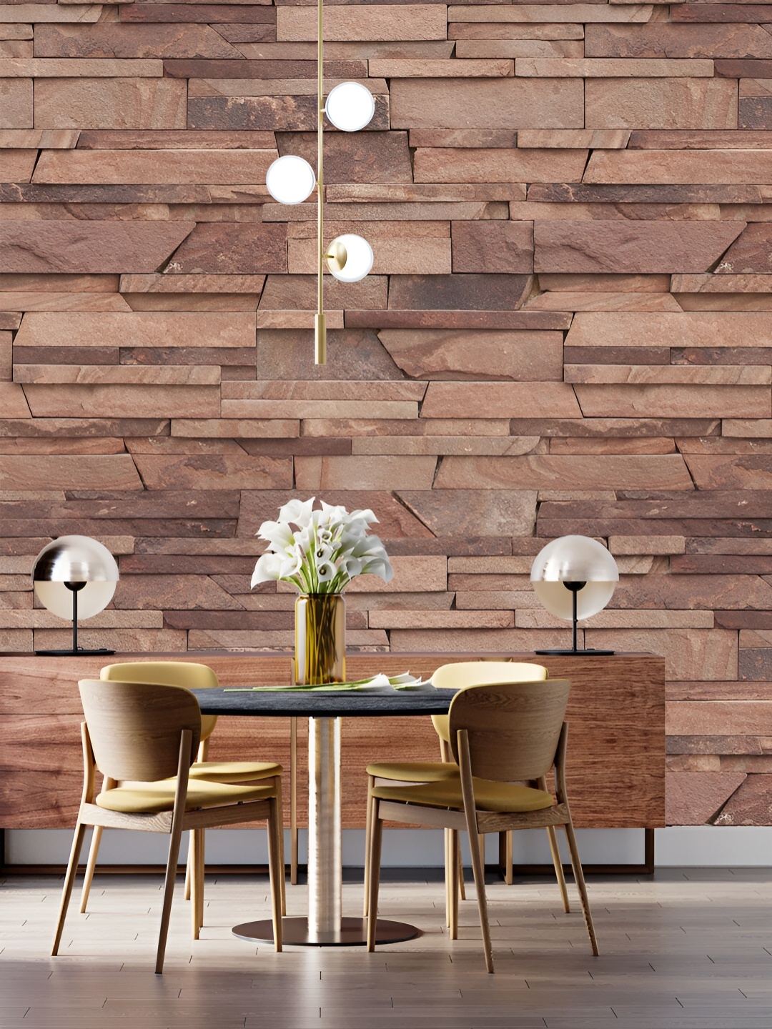 

DWELLSINDIA Brown & Rust Broken Stone Pattern Self Adhesive Wall Grain Textured Wallpaper