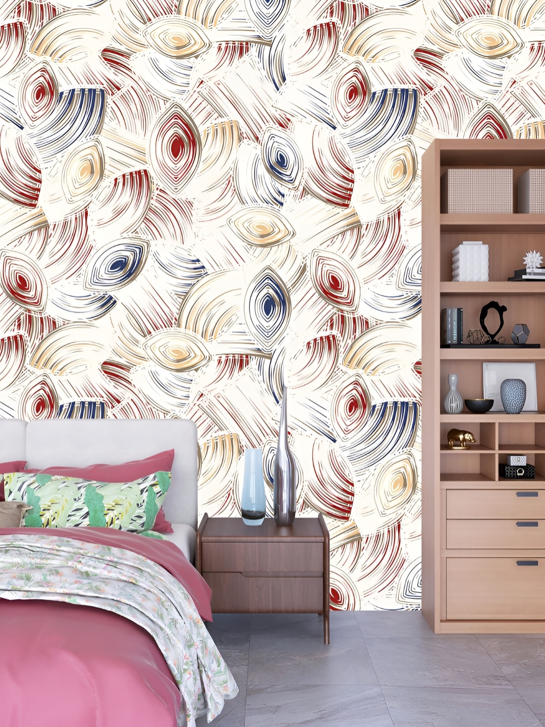 

DWELLSINDIA White & Blue Abstract Printed Self-Adhesive Wall Grain Textured Wallpaper