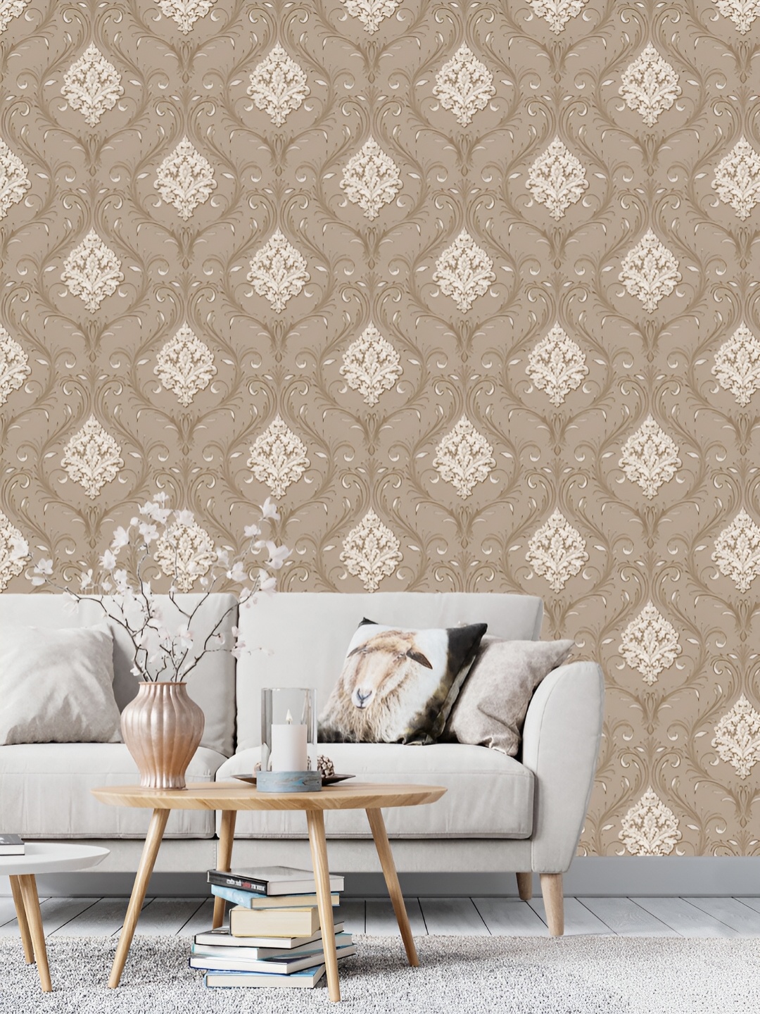 

DWELLSINDIA Brown & Beige Floral Pattern Self Adhesive Waterproof Removable Wallpaper