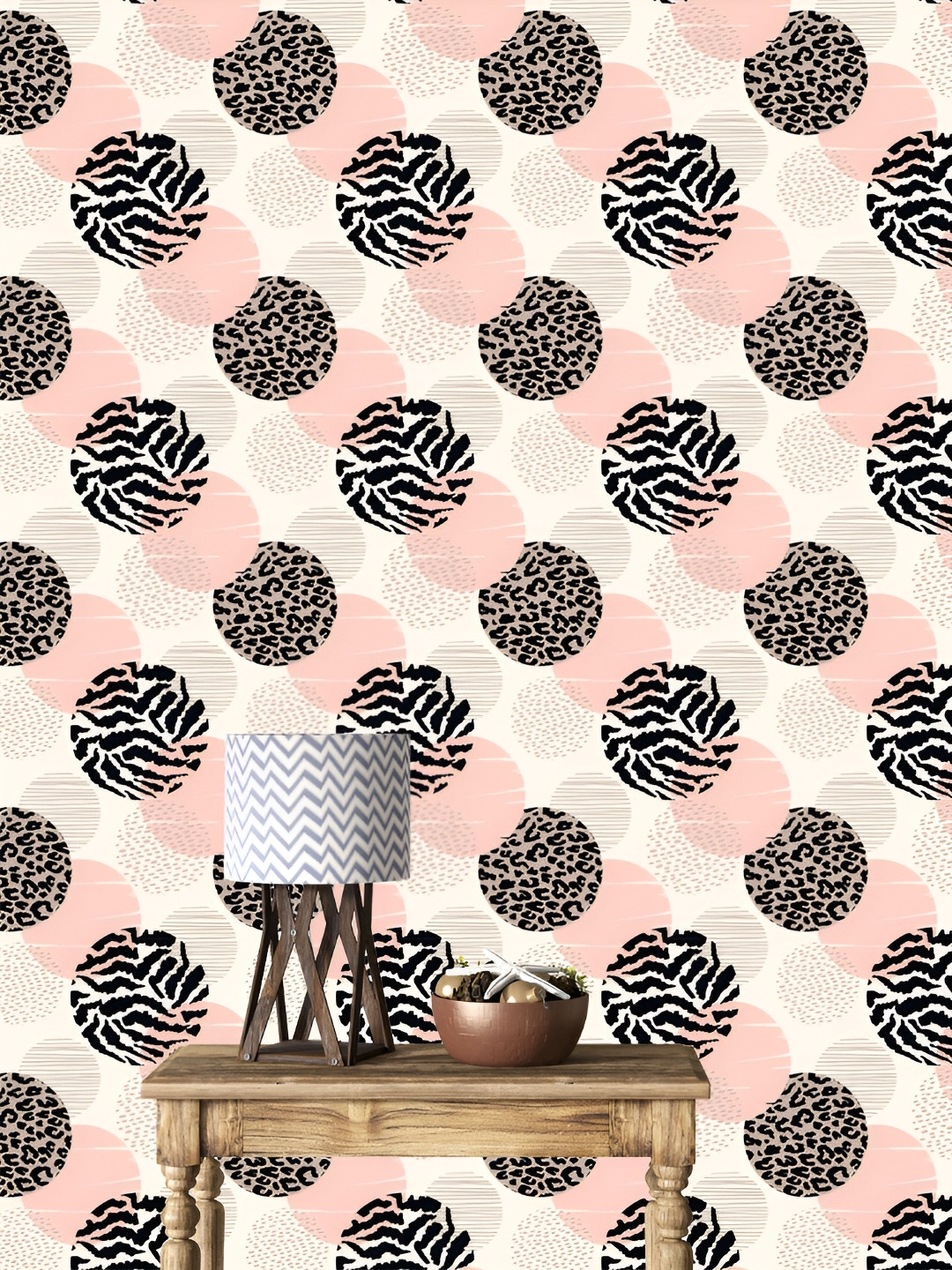 

DWELLSINDIA Pink & Black Geometric Pattern Self Adhesive Wall Grain Textured Wallpaper