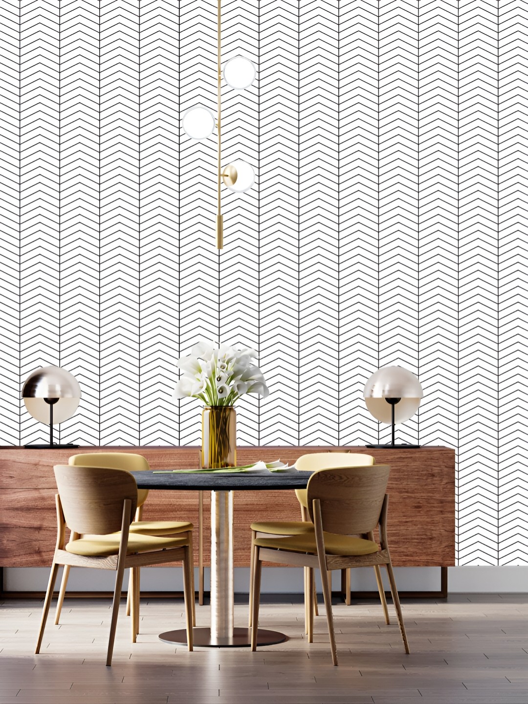 

DWELLSINDIA White & Grey Geometric Pattern Self Adhesive Waterproof Removable Wallpaper