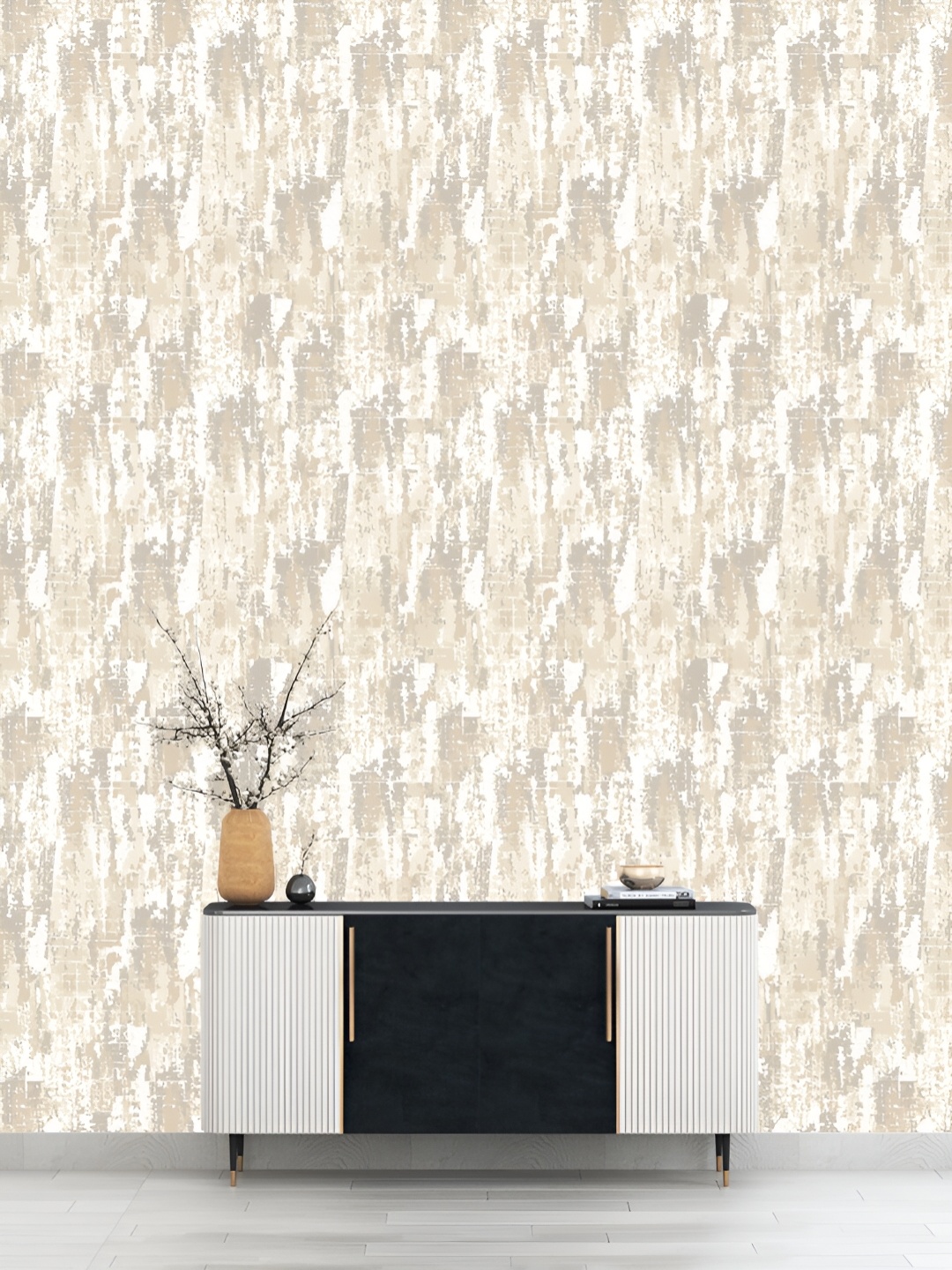 

DWELLSINDIA Beige & White Self-Adhesive Wall Grain Textured Wallpaper