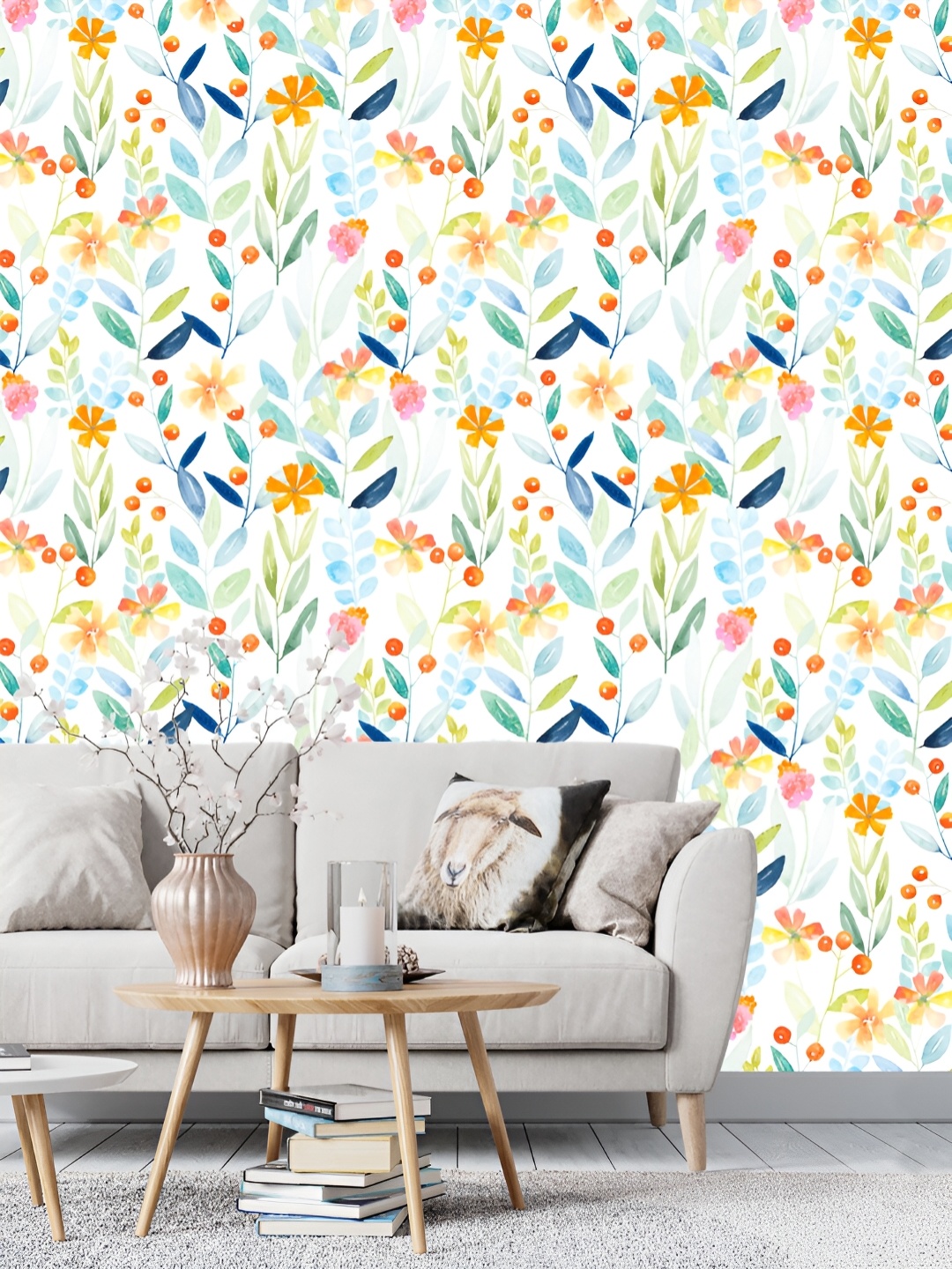

DWELLSINDIA White & Blue Floral Pattern Self Adhesive Waterproof Removable Wallpaper