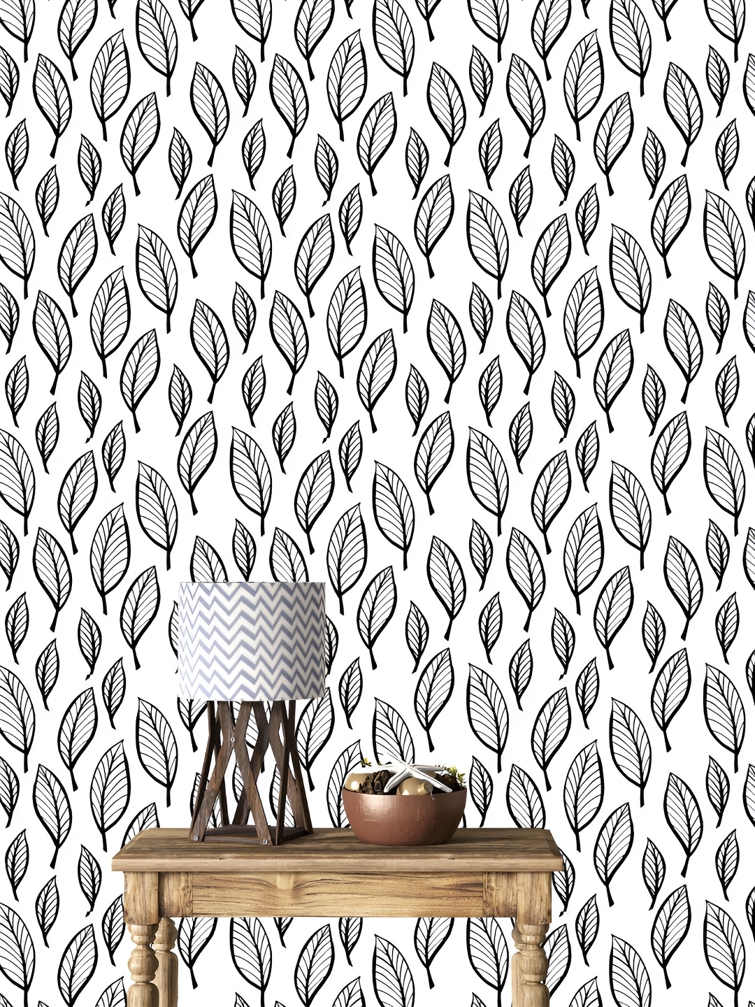 

DWELLSINDIA White & Black Leaves Printed Self Adhesive Wall Grain Wallpaper